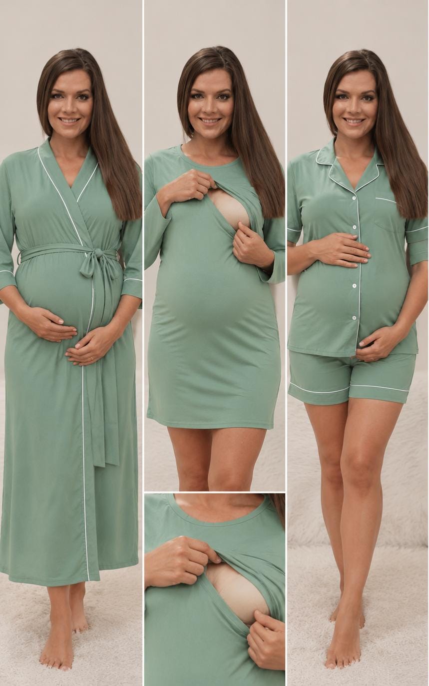 Hannah Grace Maternity Sage Hospital Ready Summer Set