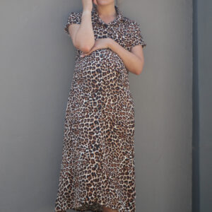 Leopard Short Sleeve Button Down Dress