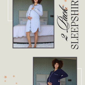 Hannah Grace Maternity 2 Pack Sleepshirts - Navy & Grey