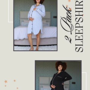 Hannah Grace Maternity 2 Pack Sleepshirts - Black & Grey