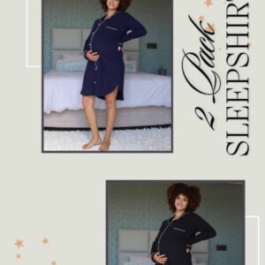 Hannah Grace Maternity 2 Pack Sleepshirts - Navy & Black