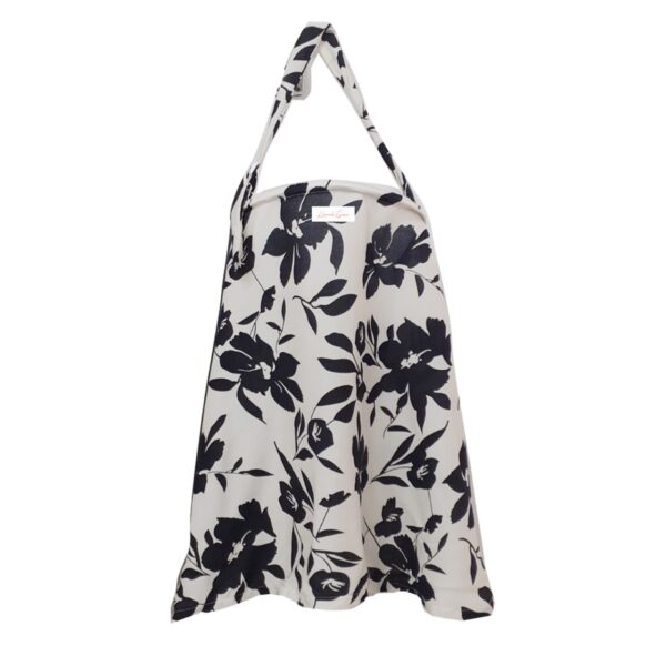 Limited Edition Black and Cream Floral Viscose Cotton Breastfeeding Apron