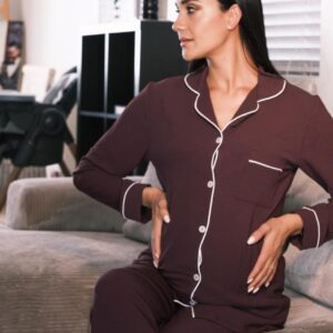 Plum Airflow Winter pj with white piping - Image 2