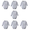 7 Pack Melange Grey long Sleeve rompers