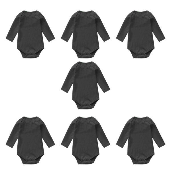 7 Pack Charcoal long Sleeve rompers