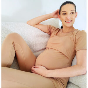 Hannah Grace Maternity Blush beige Summer Loungewear - Image 4