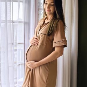Hannah Grace Maternity Blush Beige Sleepshirt - Image 3
