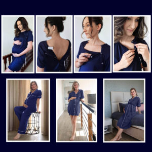 Hannah Grace Maternity Navy Birthing Gown Combo