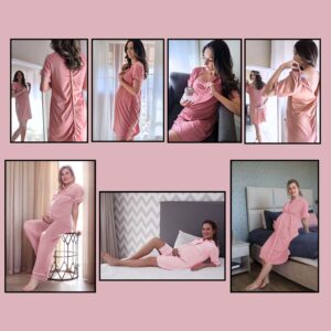 Hannah Grace Maternity Pink Birthing Gown Combo
