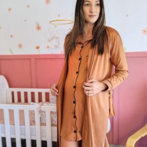 Hannah Grace Maternity Maple Rose Winter Gown with Black Piping - Image 2