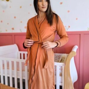 Hannah Grace Maternity Maple Rose Winter Gown with Black Piping