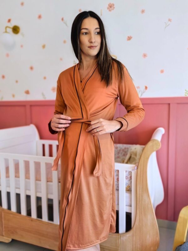 Hannah Grace Maternity Maple Rose Winter Gown with Black Piping
