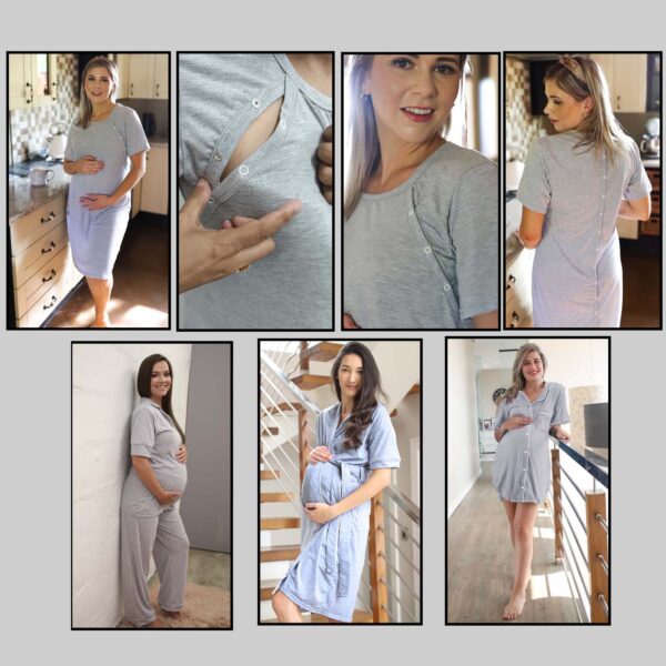 Hannah Grace Maternity Grey Birthing Gown Combo