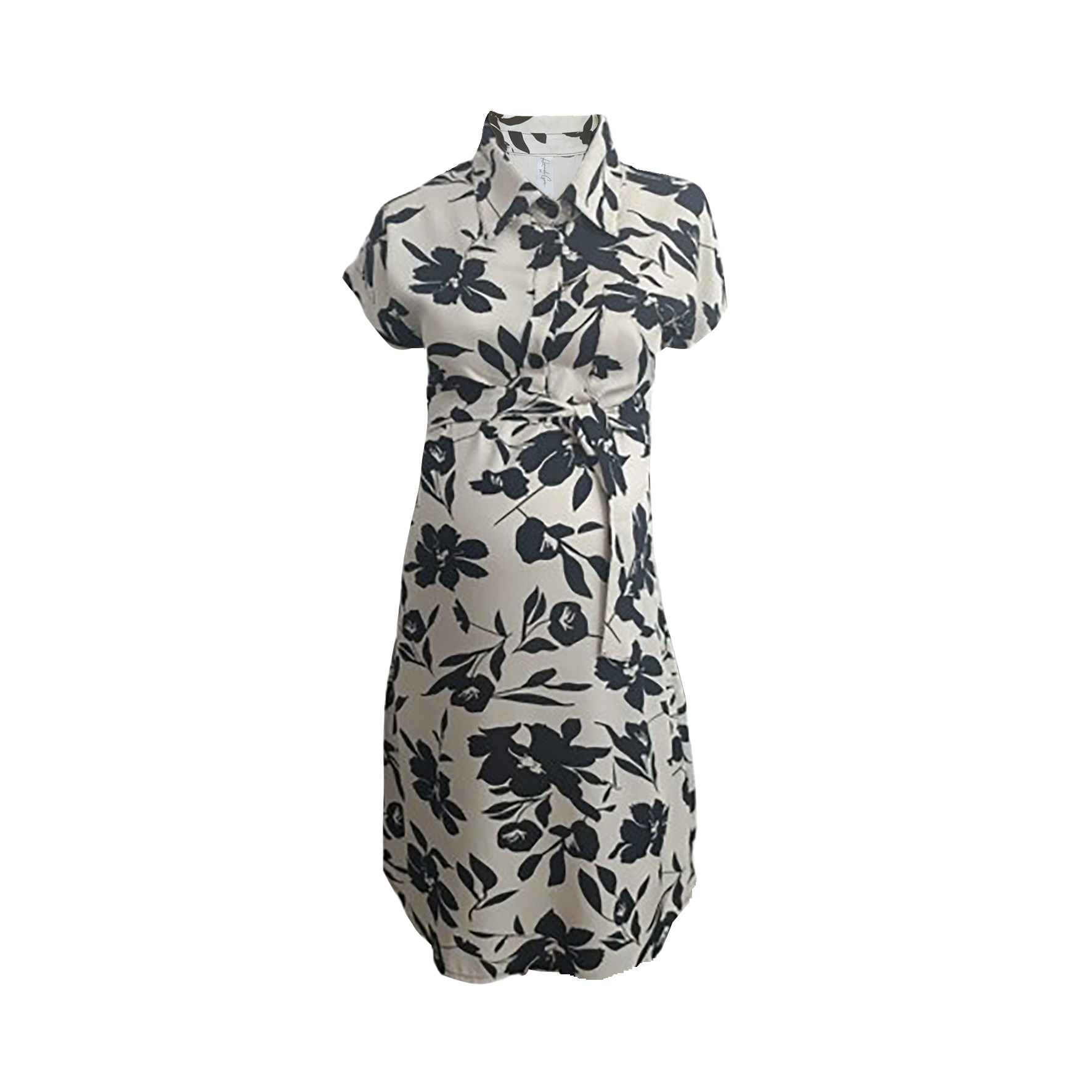 Hannah Grace Maternity Black Floral Shirtwaist dress - Image 2