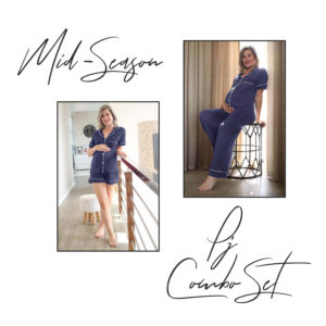 Hannah Grace Maternity Navy Mid Season PJ Combo Set