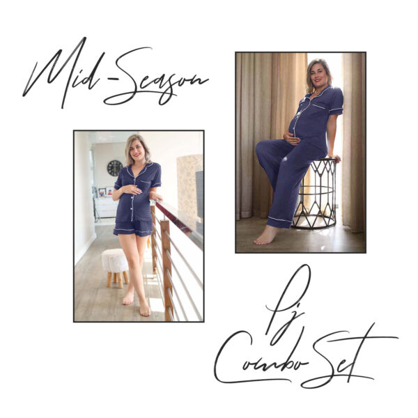 Hannah Grace Maternity Navy Mid Season PJ Combo Set