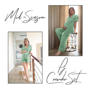 Hannah Grace Maternity Sage Mid Season PJ Combo Set