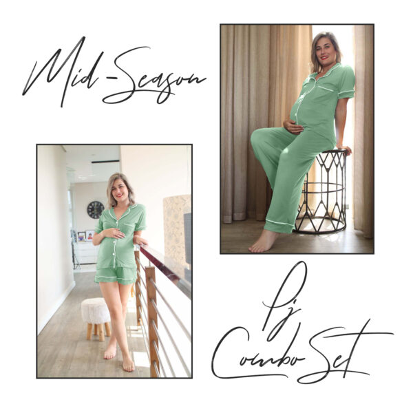 Hannah Grace Maternity Sage Mid Season PJ Combo Set