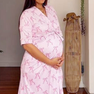 Hannah Grace Maternity Bows and Ribbons Hospital Ready Summer Set 2 With Matching Mum and Baby PJ - Image 4