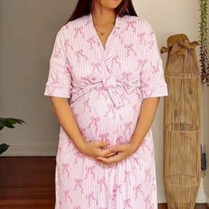 Hannah Grace Maternity Bows and Stripes Summer Gown