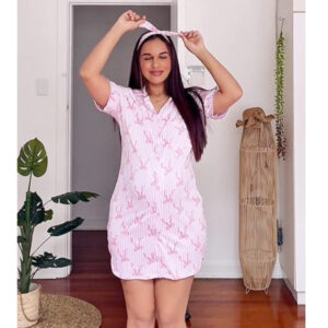 Hannah Grace Maternity Bows and Stripes summer sleepshirt - Image 2