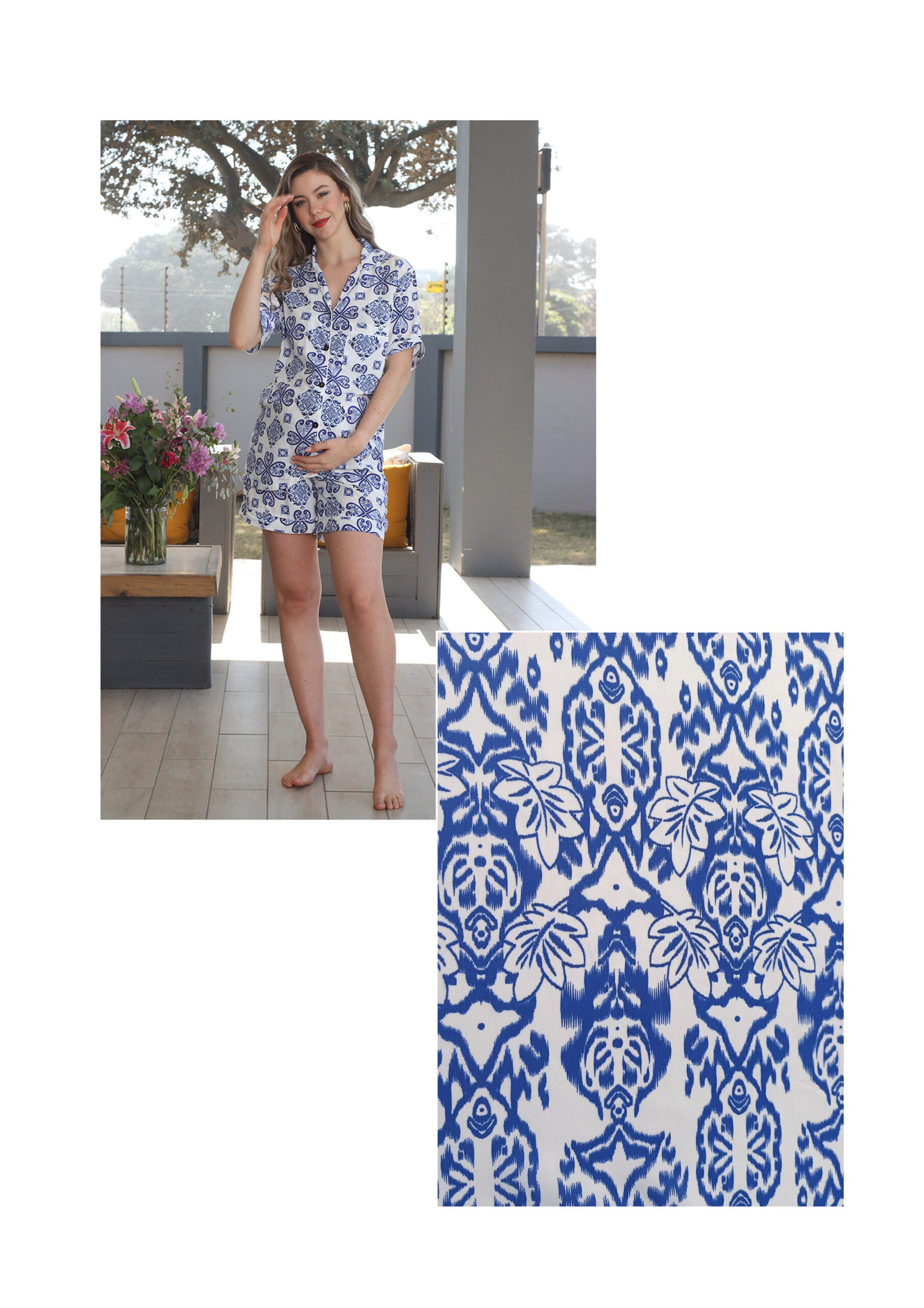 Hannah Grace Maternity Damask Short Top Short Pants Pj (New print) - Image 2