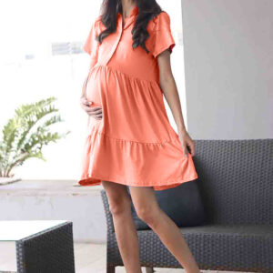 Coral Short Sleeve Tiered Dress