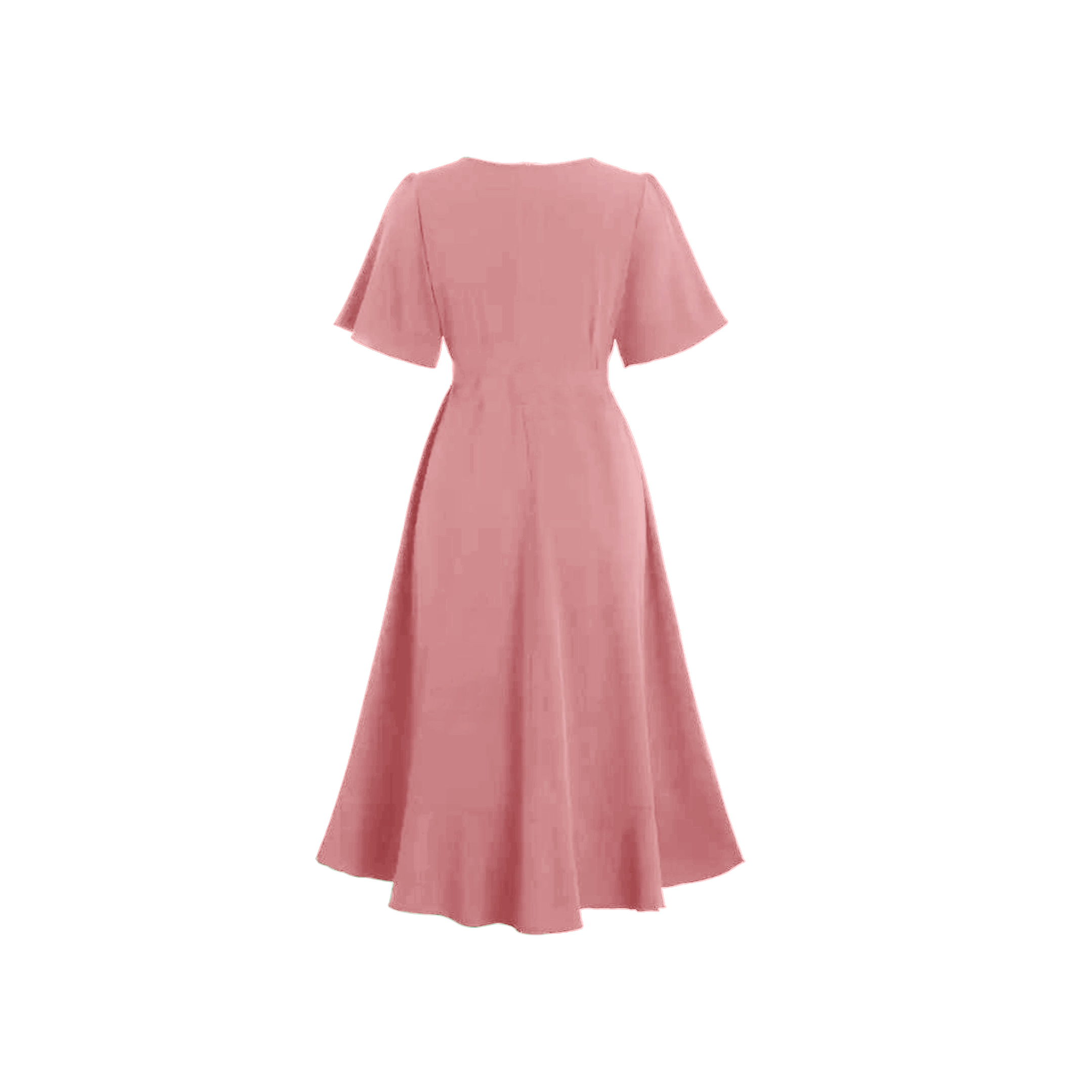 Pink Rose Short Wrap Dress with pockets - Image 4