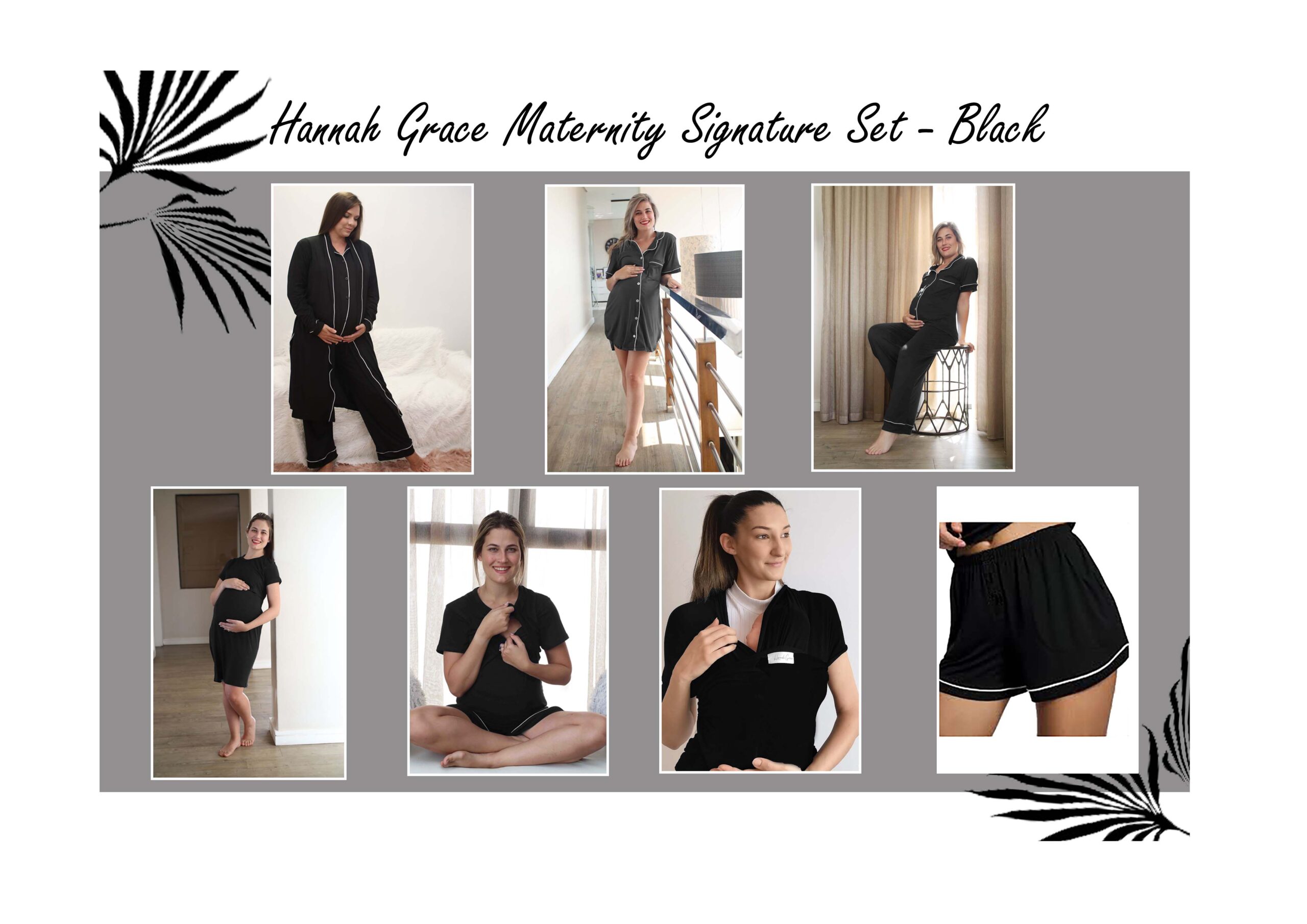 Hannah Grace Maternity Black Signature Maternity Hospital Set