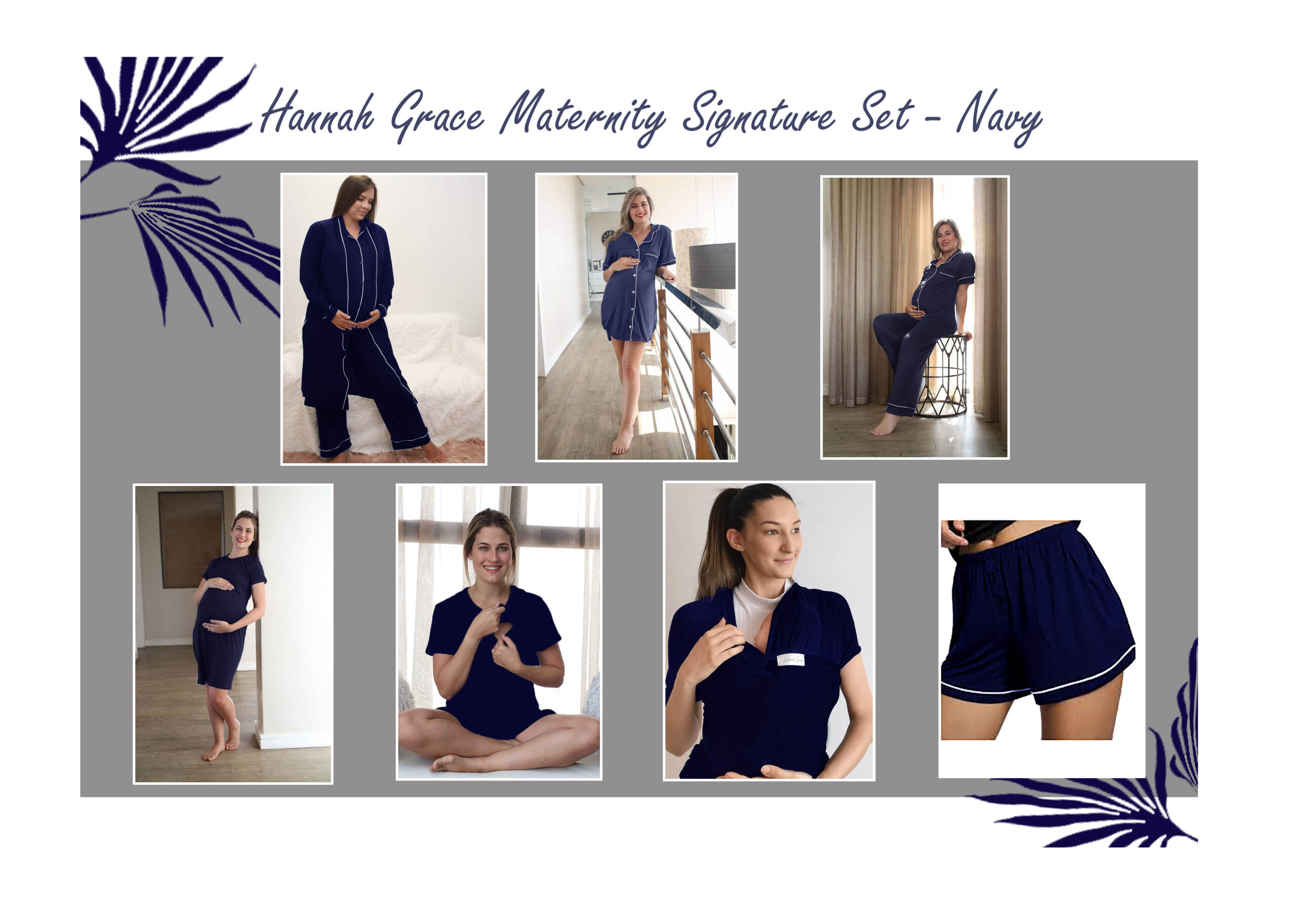 Hannah Grace Maternity Navy Signature Maternity Hospital Set