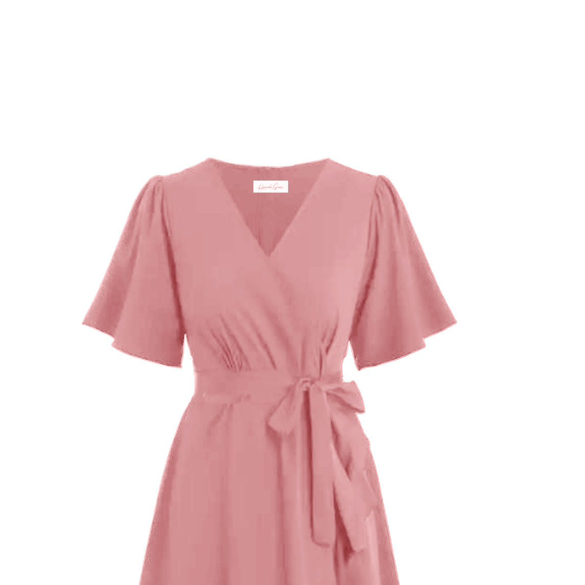 Pink Rose Short Wrap Dress with pockets - Image 5