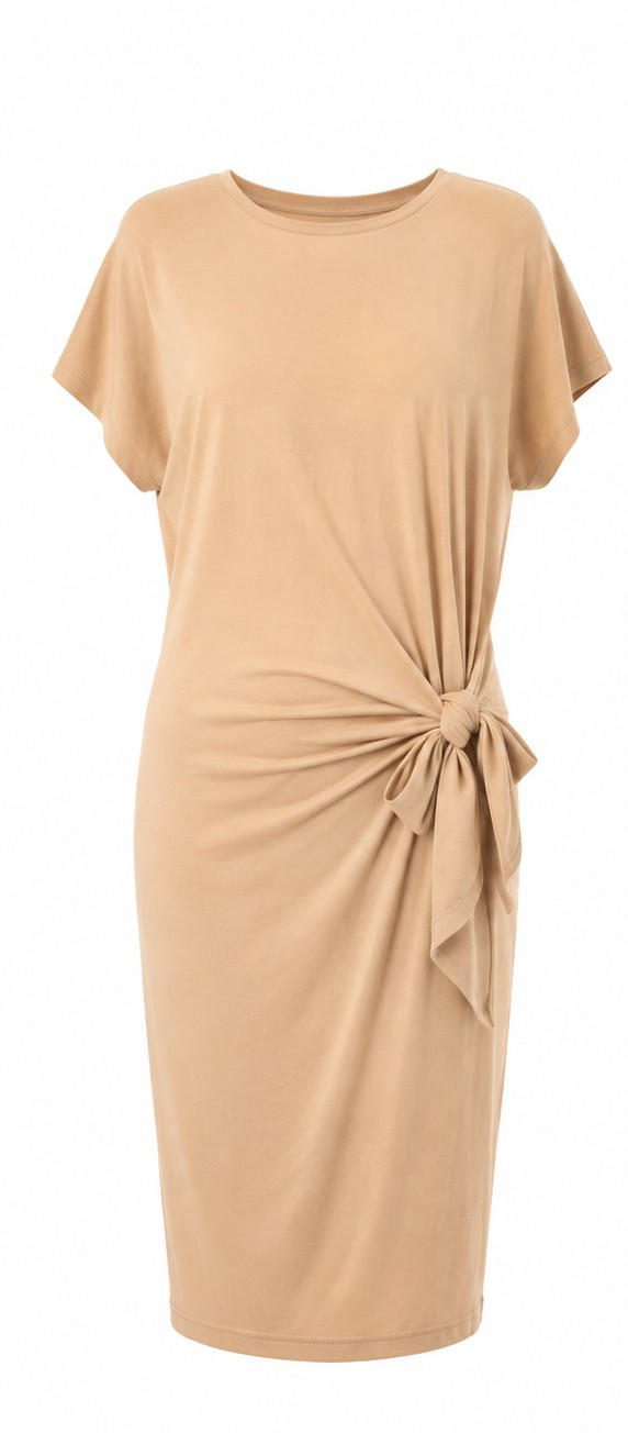 Hannah Grace Maternity Brown Side Knot Dress - Image 3