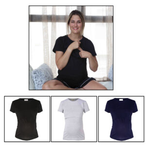 Hannah Grace Maternity 3-Day Summer Breastfeeding Top with Discreet Nursing Panel (Black, Navy, Grey)