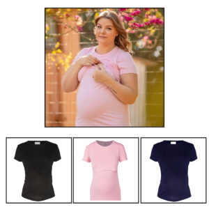Hannah Grace Maternity 3-Day Summer Breastfeeding Top with Discreet Nursing Panel (Black, Navy, Pink)