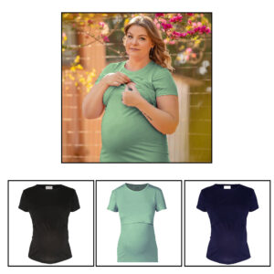 Hannah Grace Maternity 3-Day Summer Breastfeeding Top with Discreet Nursing Panel (Black, Navy, Sage)