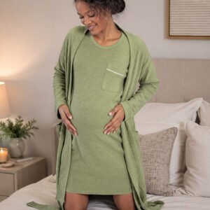 Matcha Mist Winter Nightie and Gown Combo