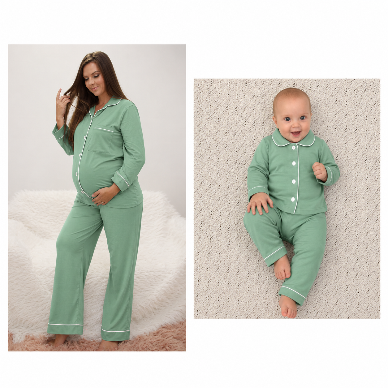 Hannah Grace Maternity Sage Winter Matching Mom & Baby set