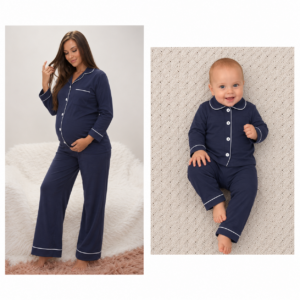 Hannah Grace Maternity Navy Winter Matching Mom & Baby set