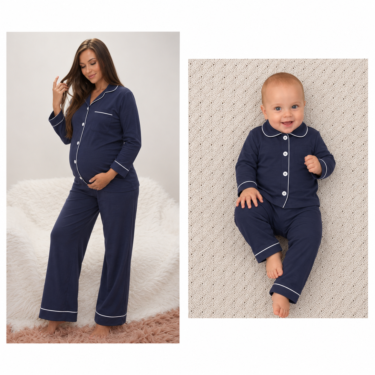 Hannah Grace Maternity Navy Winter Matching Mom & Baby set