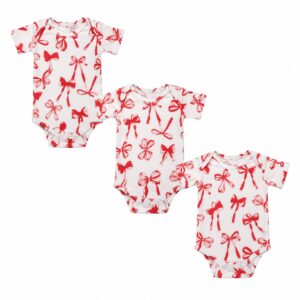 3 Pack Bows and Cherries Rompers